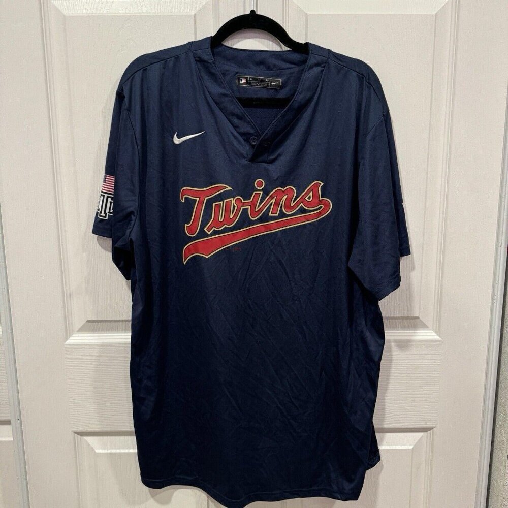 MLB Twins Jersey Style Shirt Mens League Nike Medium Blue Short Sleeve #16